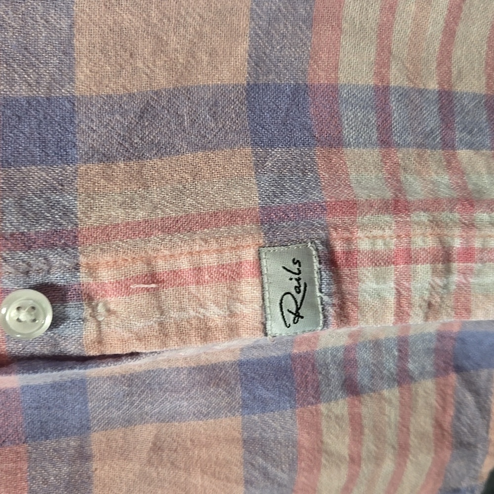 Rails 'Charli - Peach Blush Blue' Plaid Long Sleeve Button-Up - M - Picture 3 of 8